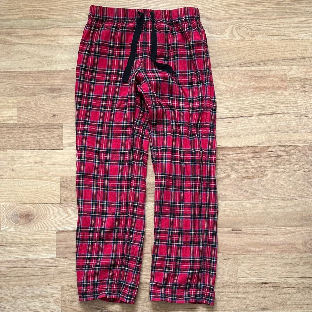 J.Crew red plaid drawstring flannel pants women's XS